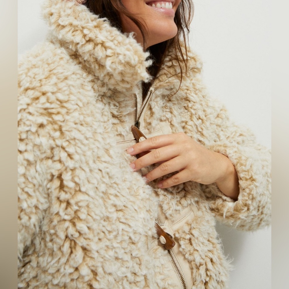 Anthropologie Brenna Faux Fur Cream Teddy Jacket Size Medium - Picture 5 of 16